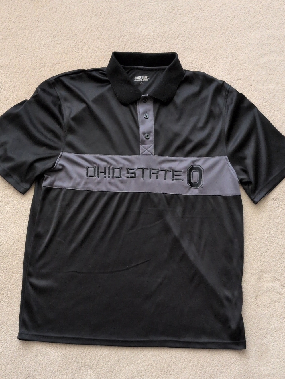 Men's Ohio State Black Polo Shirt with Gray Chest Band